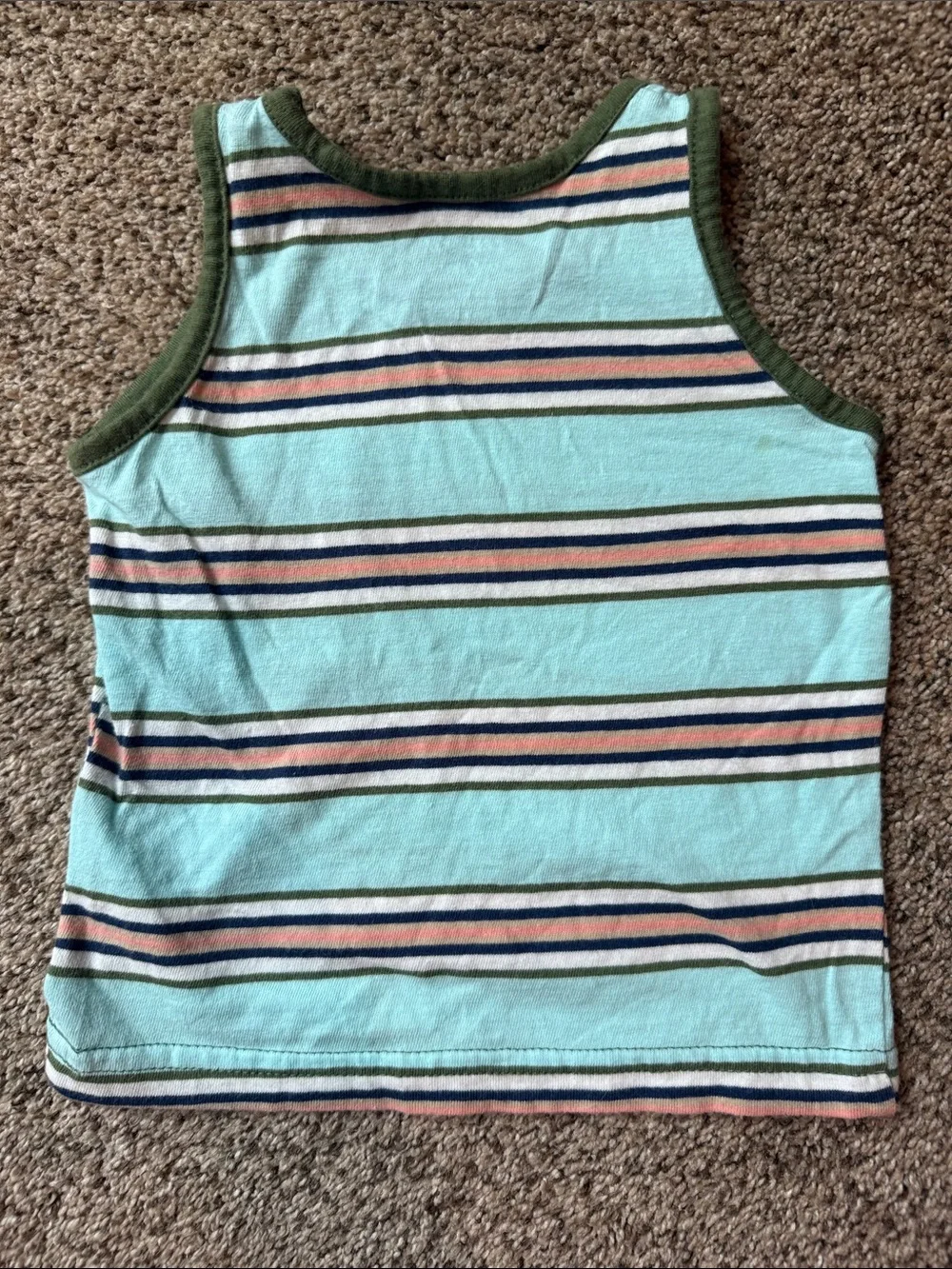 Carter's | Aqua Striped Tank with Olive Trim